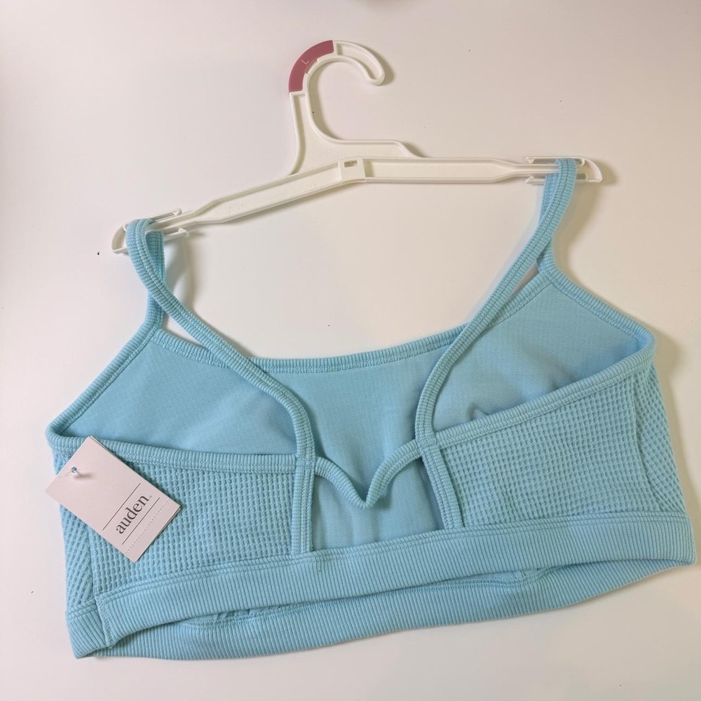 Auden Wireless Knit Waffle Pullover Bralette Bra Stretch Blue Large - Picture 2 of 5